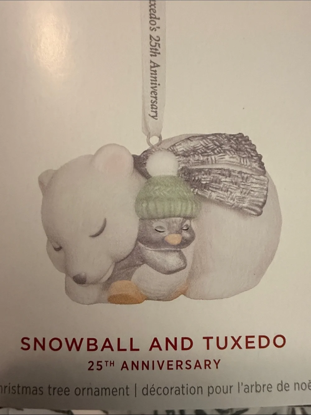 Hallmark White Polar Bear and Green-Hatted Penguin Ornament